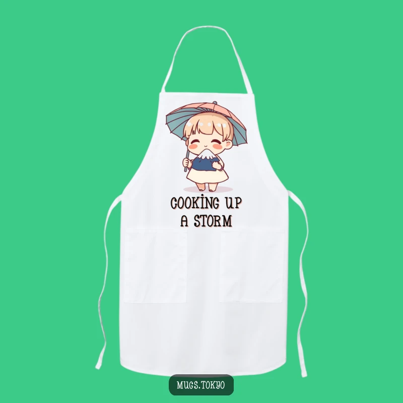 Funny Mount Fuji Umbrella Giggle Apron - Chef Character Kitchen Fun