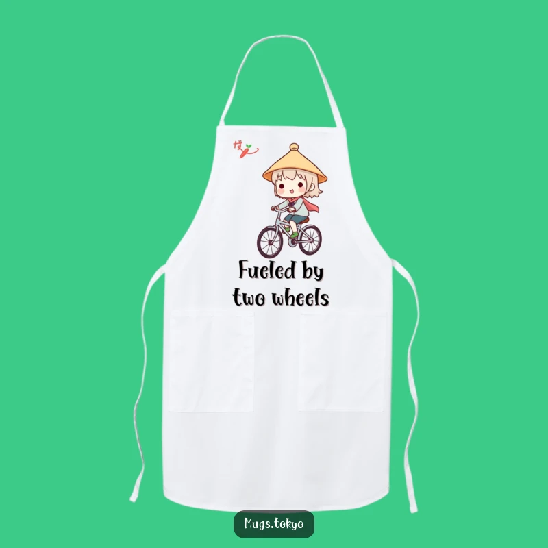 Funny Japanese Hat Cooking Apron - Cute Character Bicycle Rider Kitchen Gift
