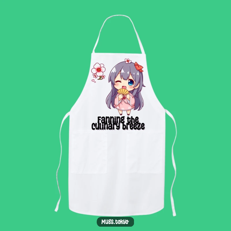 Funny Cherry Blossom Fan Apron: Cheerful Character Kitchenware, Great Gift