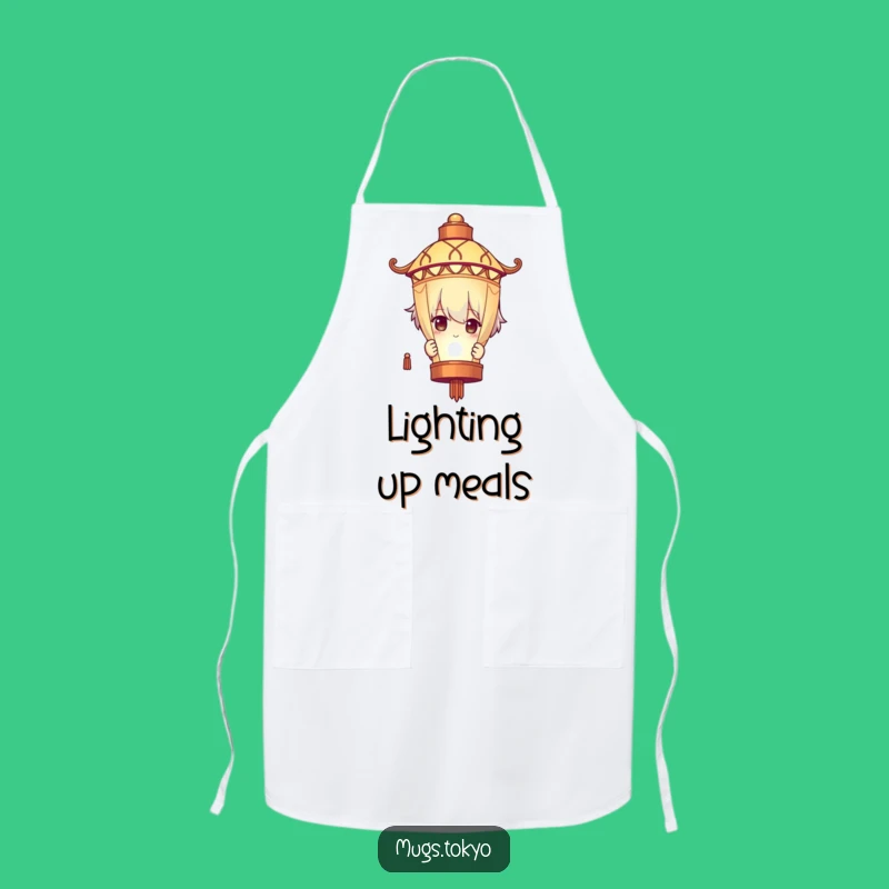 Funny Lantern Chef Apron: A Character Peeking with Culinary Mystery!