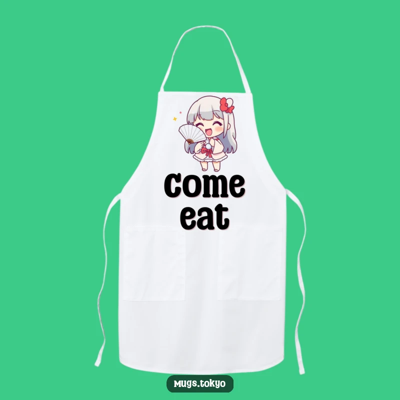 Funny Paper Fan Apron: Cheerful Welcome, Kitchen Fun, Gift Idea