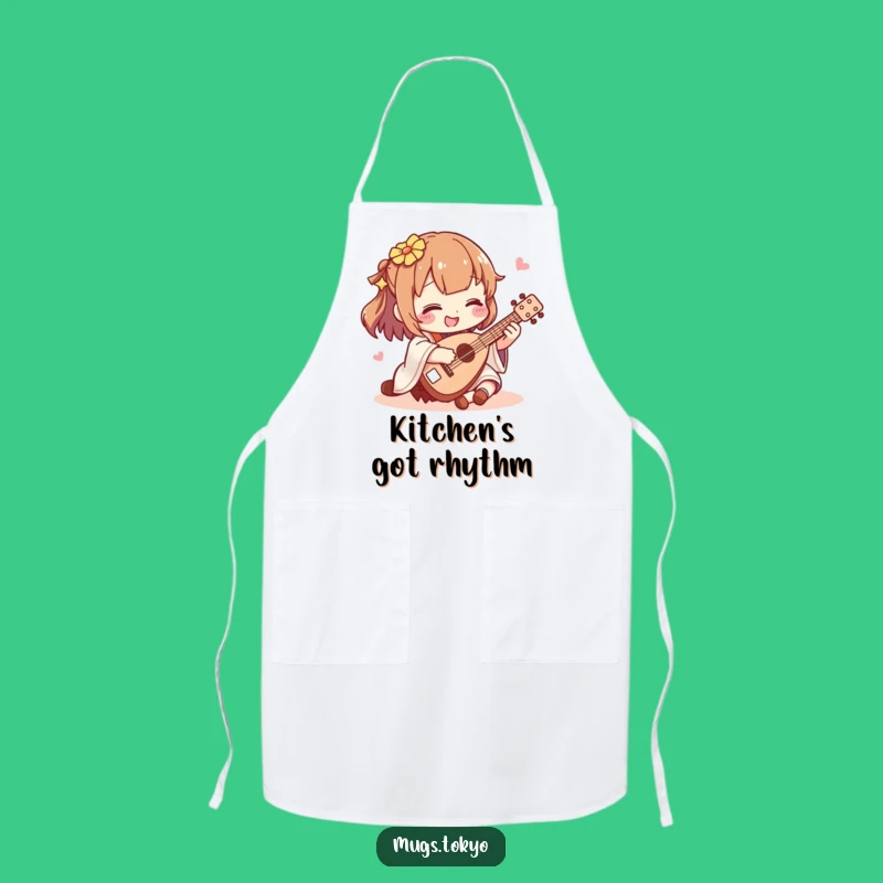 Funny Shamisen Player Apron: Cook Up Smiles with Mini Music!