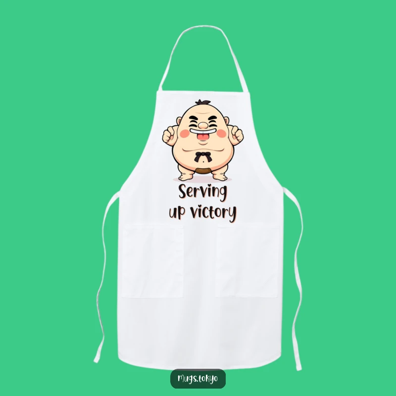 Funny Sumo Apron: Chef's Proud Grinning Character for Hilarious Cooking