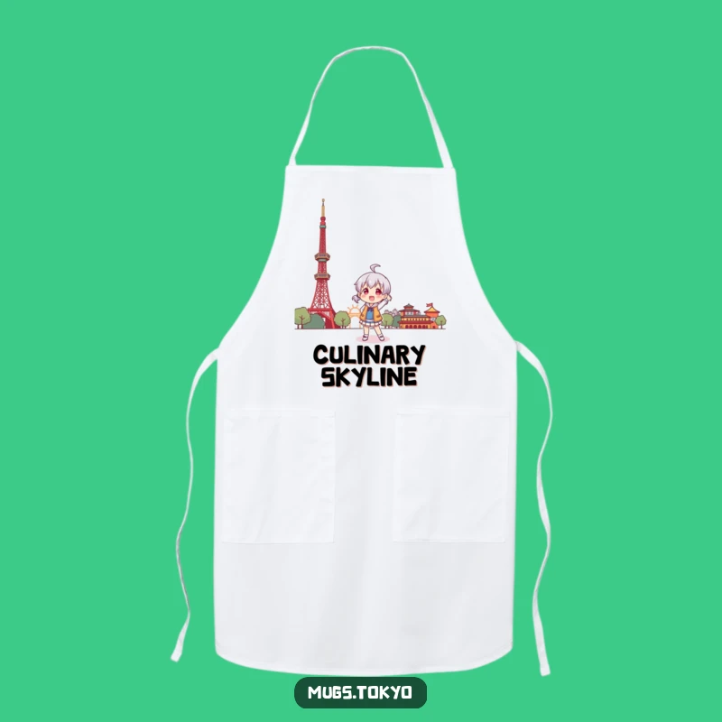 Funny Tokyo Cook Apron: Character's Playful Kitchen Pose, Humorous Chef Wear