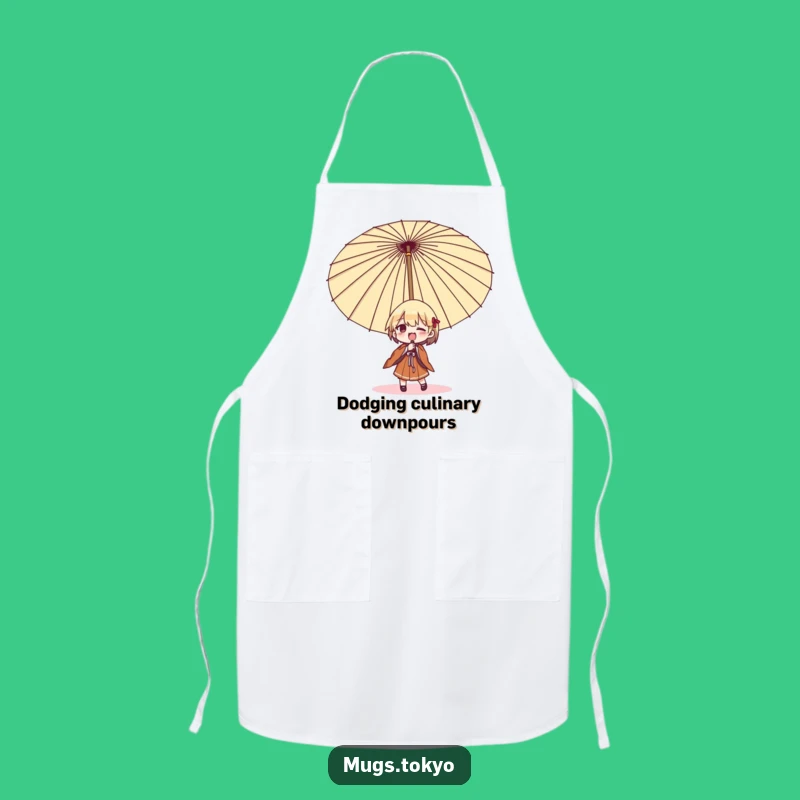 Funny Umbrella Struggle Apron: Cook Under (or Against) the Weather!