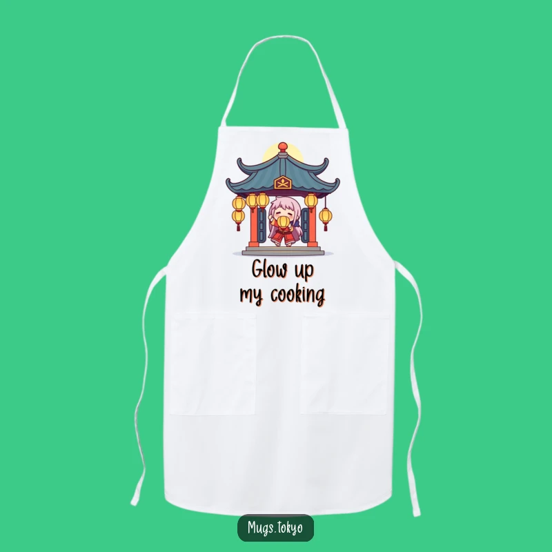 Funny Temple Juggler Apron: Glowing Lanterns Character, Enchanting Kitchen Wear