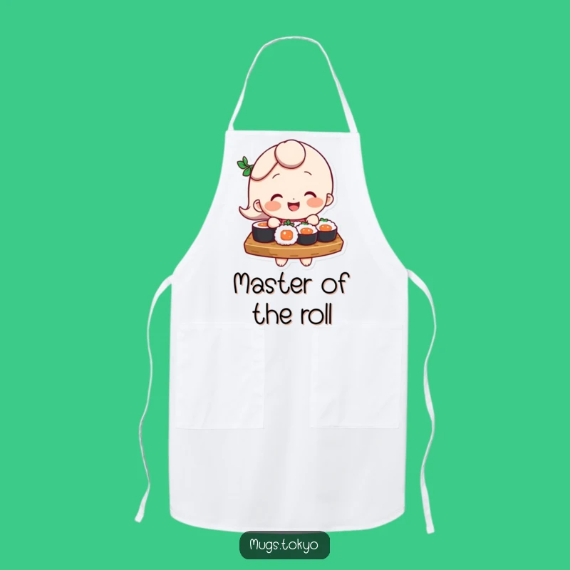 Funny Sushi Chef Apron: A Character Balancing Sushi for Culinary Comedy!