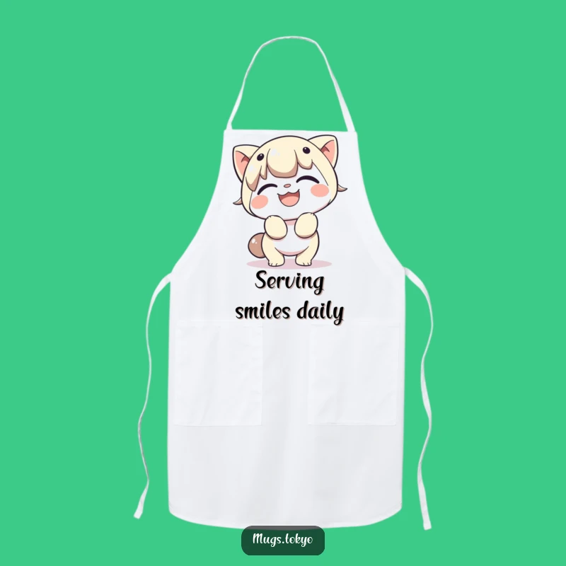 Funny Cheerful Bow Apron: Serve with Gracious Humor