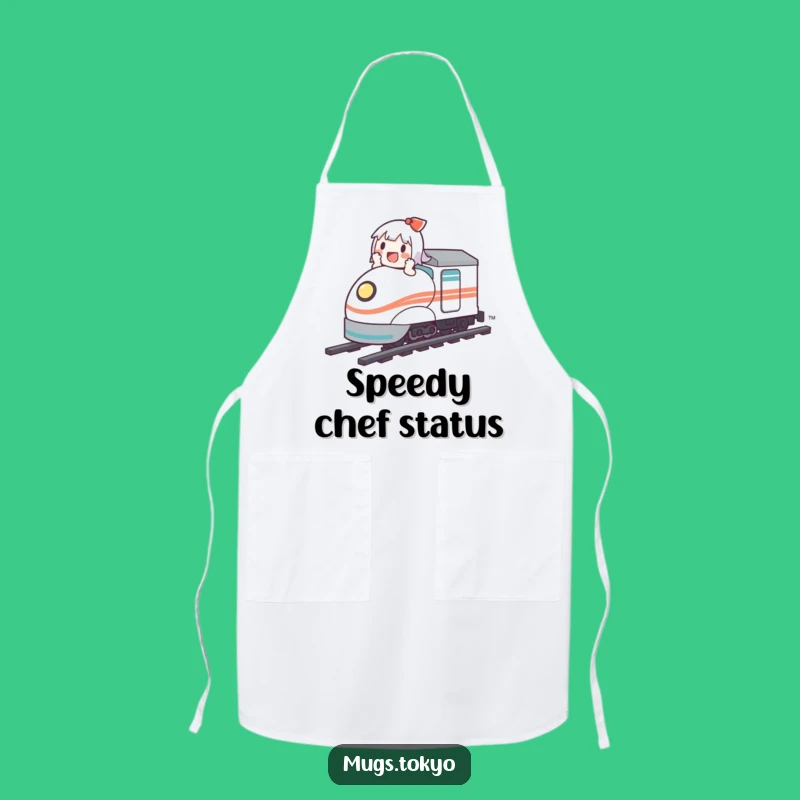 Funny Bullet Train Apron: Cute Character's Speedy Kitchen Prep, Humorous Chef Wear