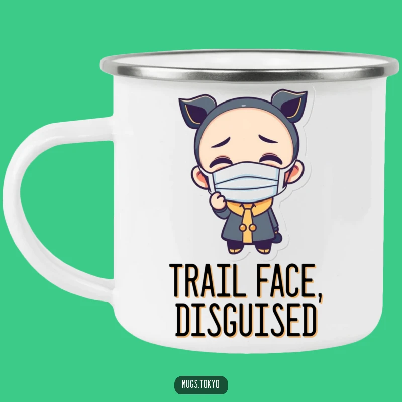 Adventure Funny Masked Character Camping Mug: Drink & Laugh