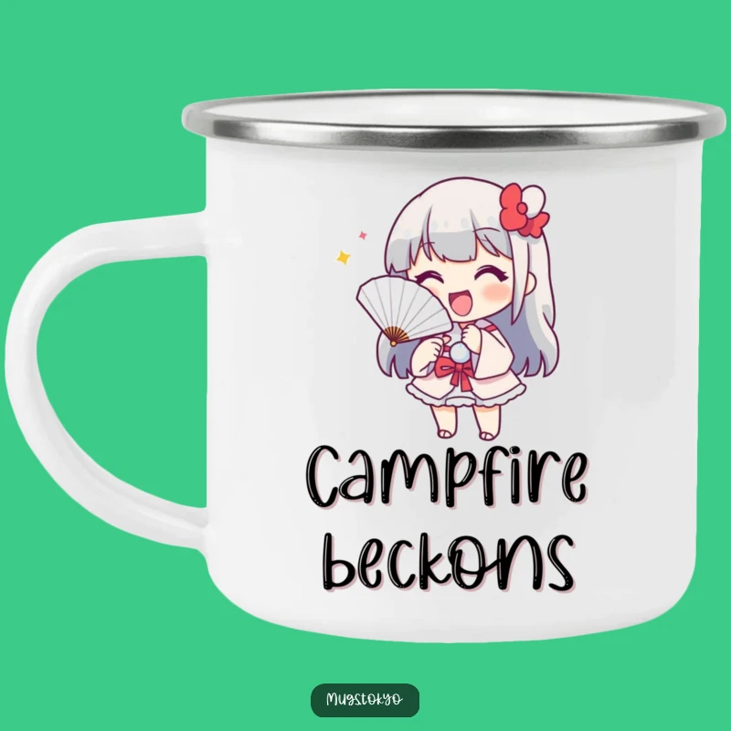 Funny Paper Fan Camping Mug: Cheerful Adventures, Playful Sip, Outdoor Gift