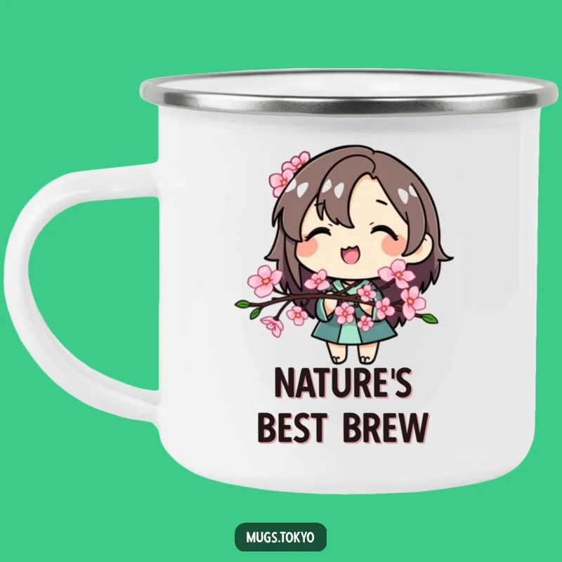 Funny Cherry Blossom Camping Mug - Durable Character Drinkware, Perfect Outdoor Gift!