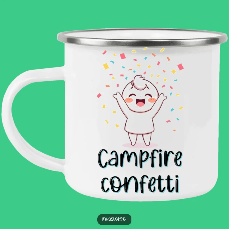 Funny Confetti Tossing Camping Mug - Adventure & Cheerful Outdoor Gear Gift