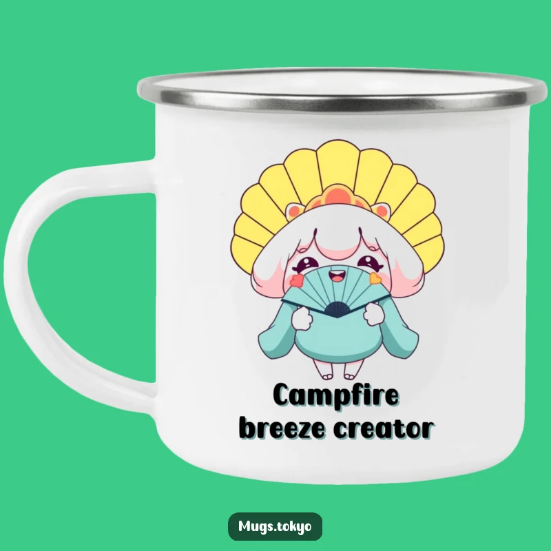 Funny Giant Fan Camping Mug - Smiling Character Outdoor Cooling Gift