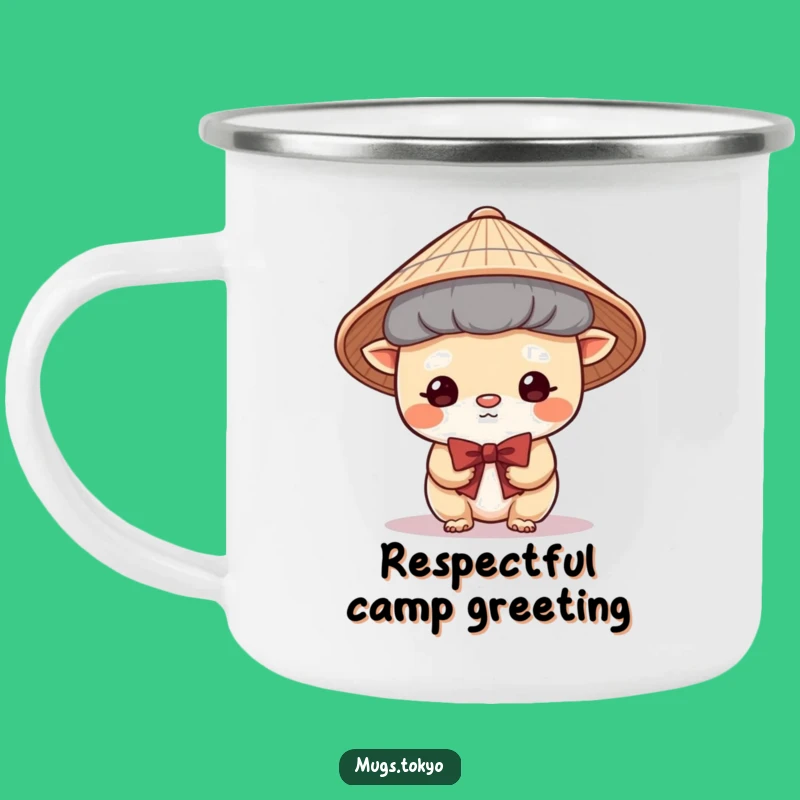 Funny Japanese Hat Camping Mug: Enjoy Shy Charm on Every Adventure
