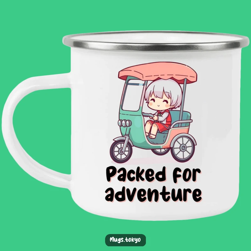 Funny Overloaded Rickshaw Camping Mug: Adventures with Comical Burdens