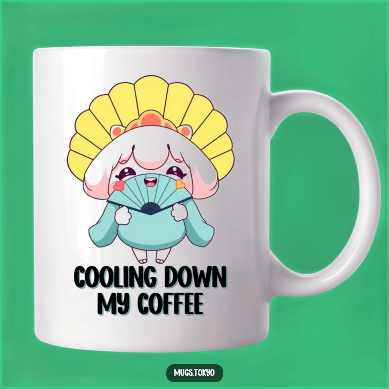 Funny Giant Fan Mug - Smiling Character Cooling Gift for Hot Days