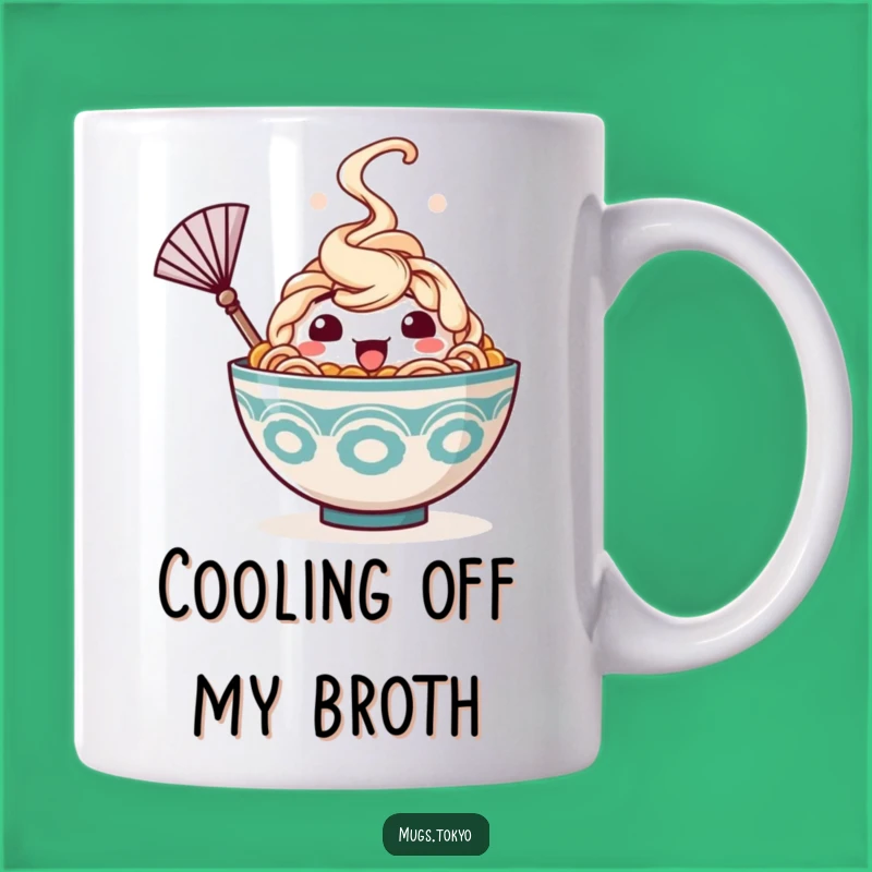 Funny Ramen Mug: Happy Bowl with Fan - Steaming Hot Humor Gift