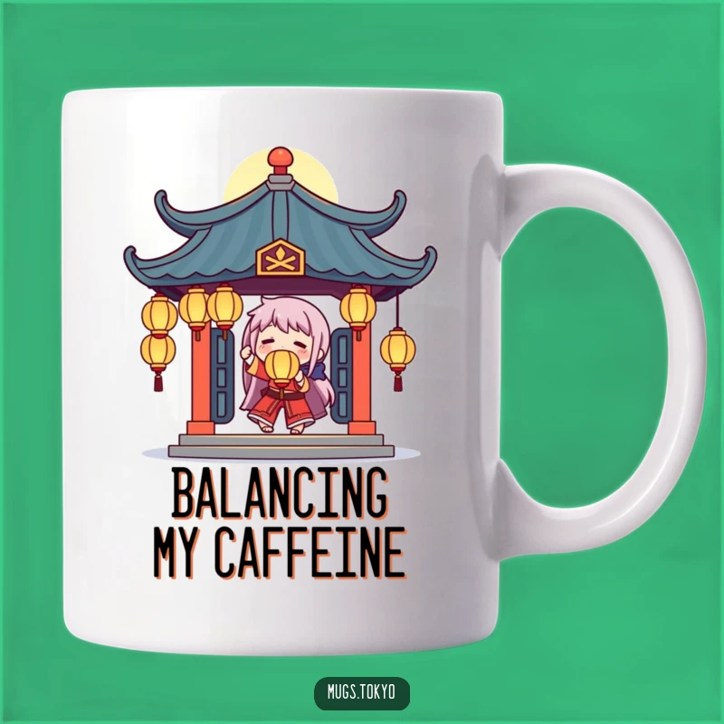 Funny Temple Juggler Mug: Glowing Lanterns Character, Whimsical and Hilarious Gift
