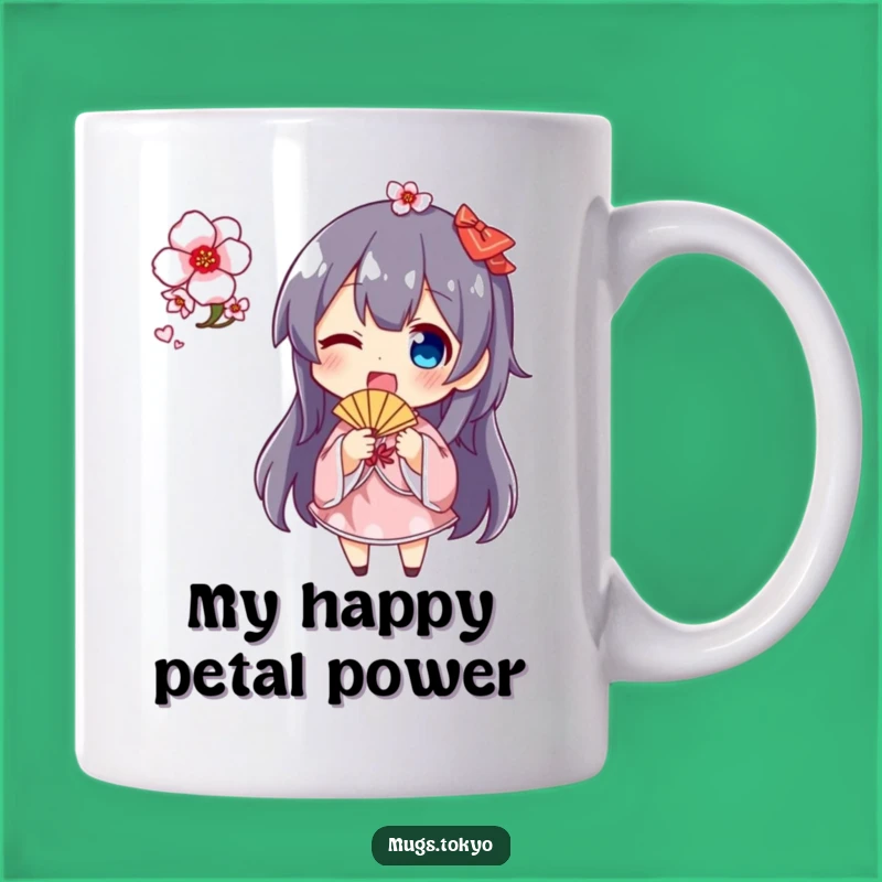 Funny Cherry Blossom Fan Mug: Cute Character Gift for Spring Lovers