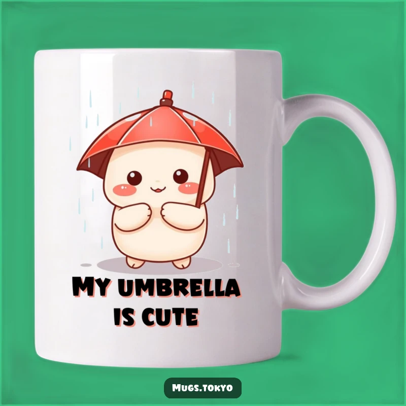 Funny Dumpling Mug: Adorable Character with Umbrella in Rain - Charming Gift