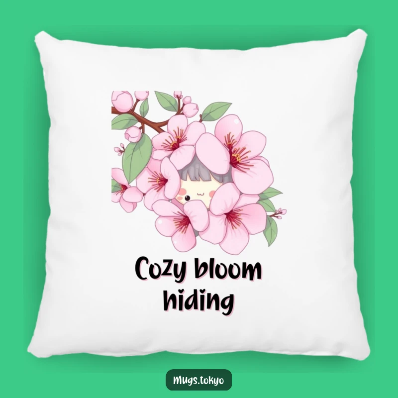 Cozy Funny Cherry Blossom Pillow - Playful Character Comfort Gift