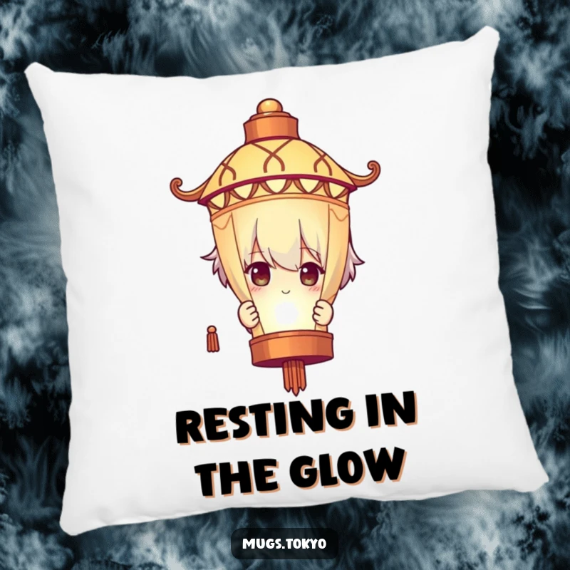 Funny Pillow: A character humorously peeks from behind a glowing lantern, offering a cozy and mysterious accent.