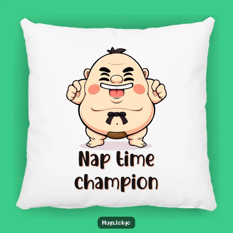 Funny Sumo Pillow: Proud Grinning Character Cushion for Cozy Humor