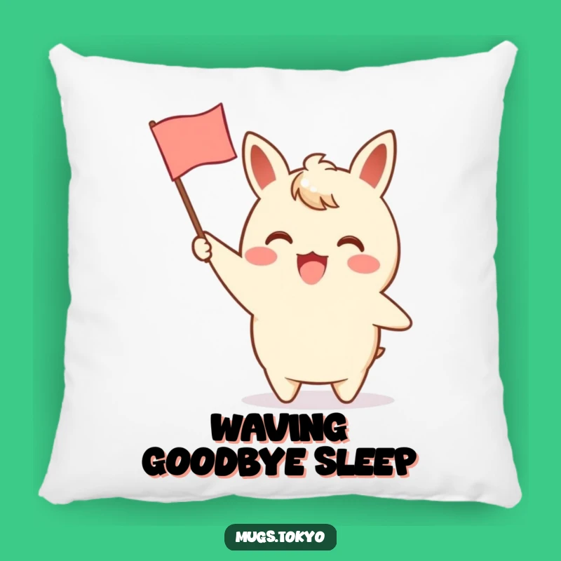 Funny Throw Pillow: Waving Flag Character, Cozy Cheerful Humor Gift!