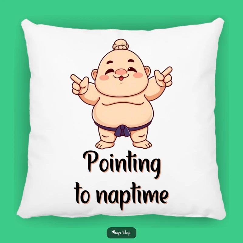 Funny Sumo Wrestler Points Pillow - Comfy Character Accent