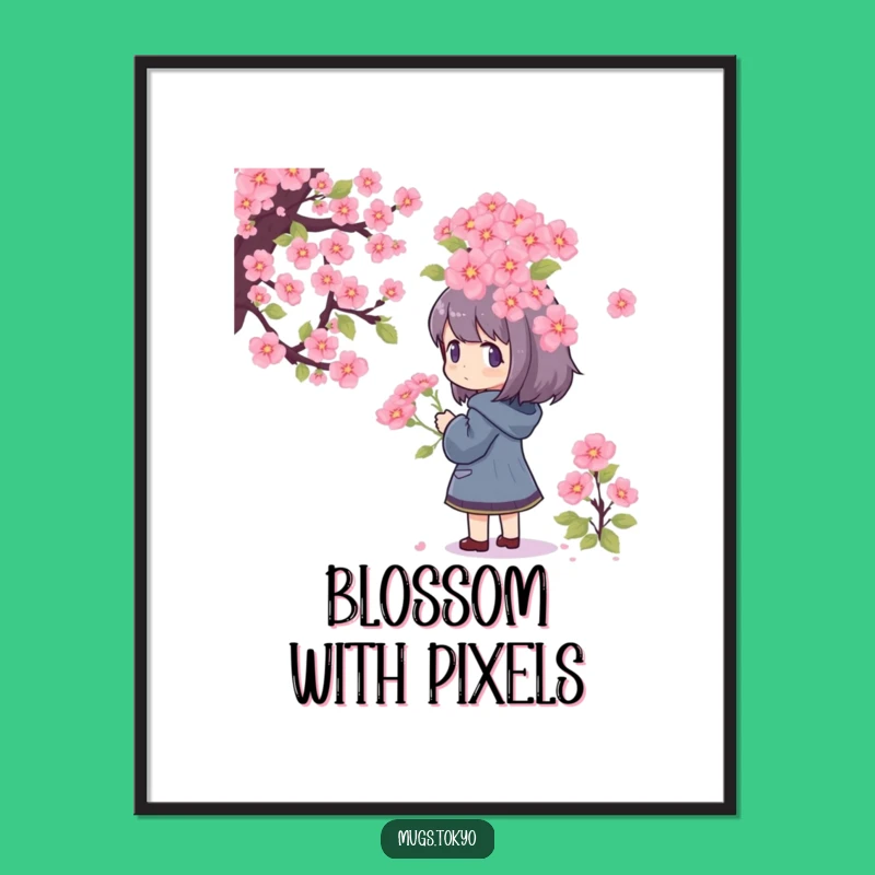 Funny Pixel Blossom Digital Art: Adoring Character for Instant Retro Decor
