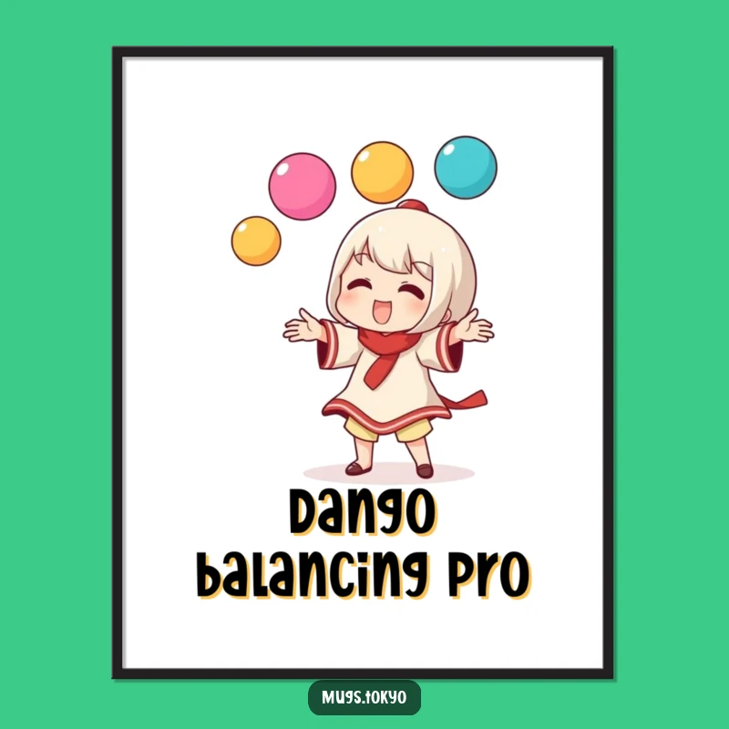 Funny Dango Juggler Digital Art: Whimsical Character Wall Decor