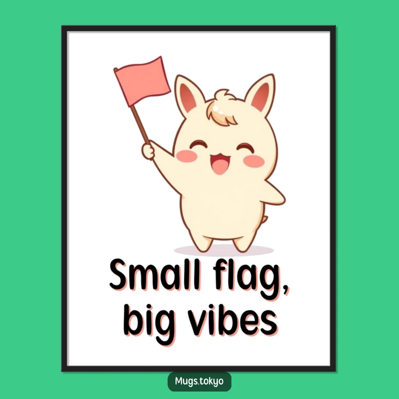 Funny Digital Art Print: Waving Flag Character, Cheerful Instant Gift!