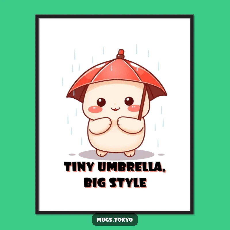 Funny Dumpling Digital Art: Cute Umbrella Character - Instant Whimsical Download