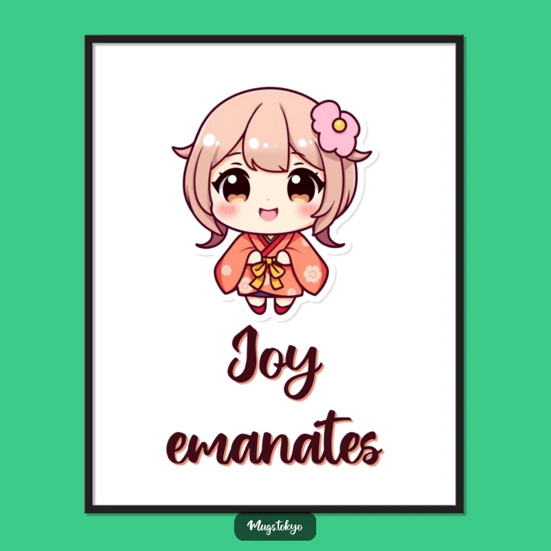 Funny Kimono Digital Art: Wide-Eyed Character, Smile, Instant Gift