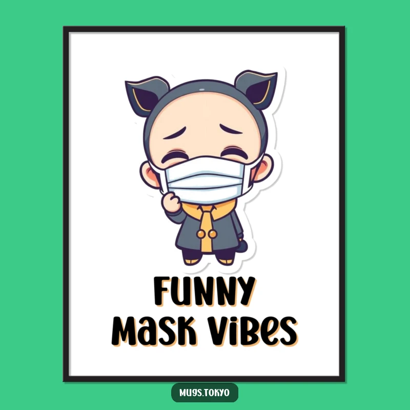 Funny Masked Character Digital Art: Goofy Face Wall Decor