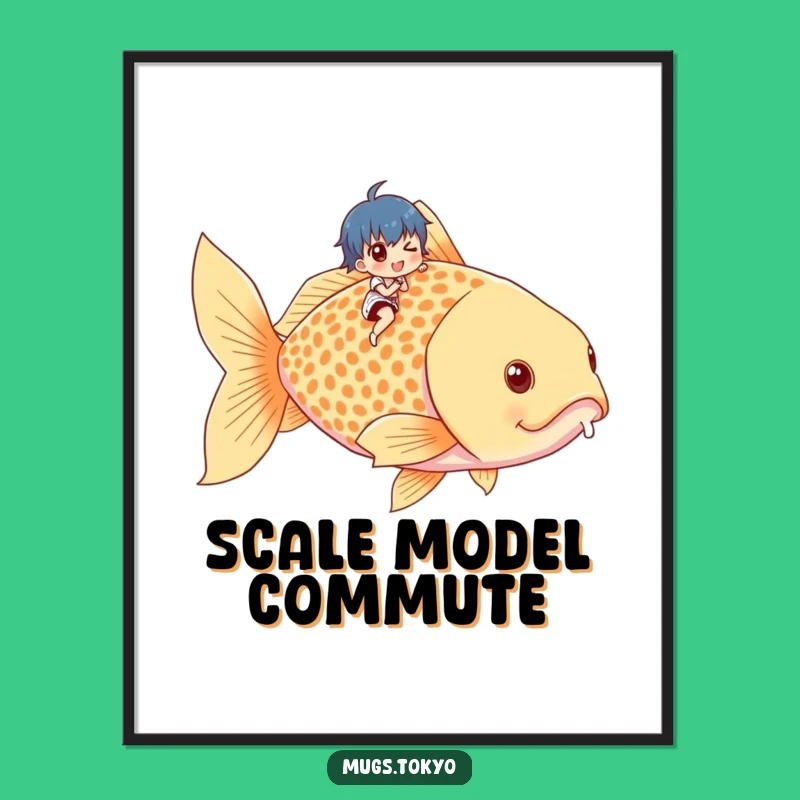 Funny Tiny Rider Goldfish Art Print - Instant Whimsy Gift!