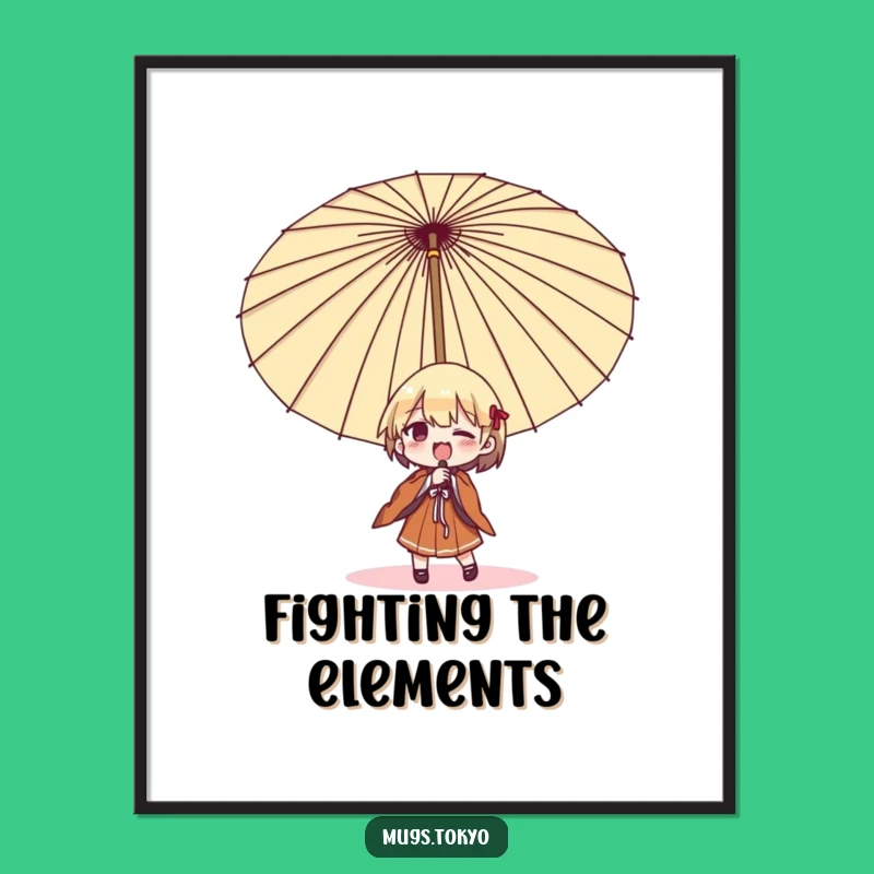 Funny Umbrella Struggle Digital Art: Instant Comical Chaos Download!