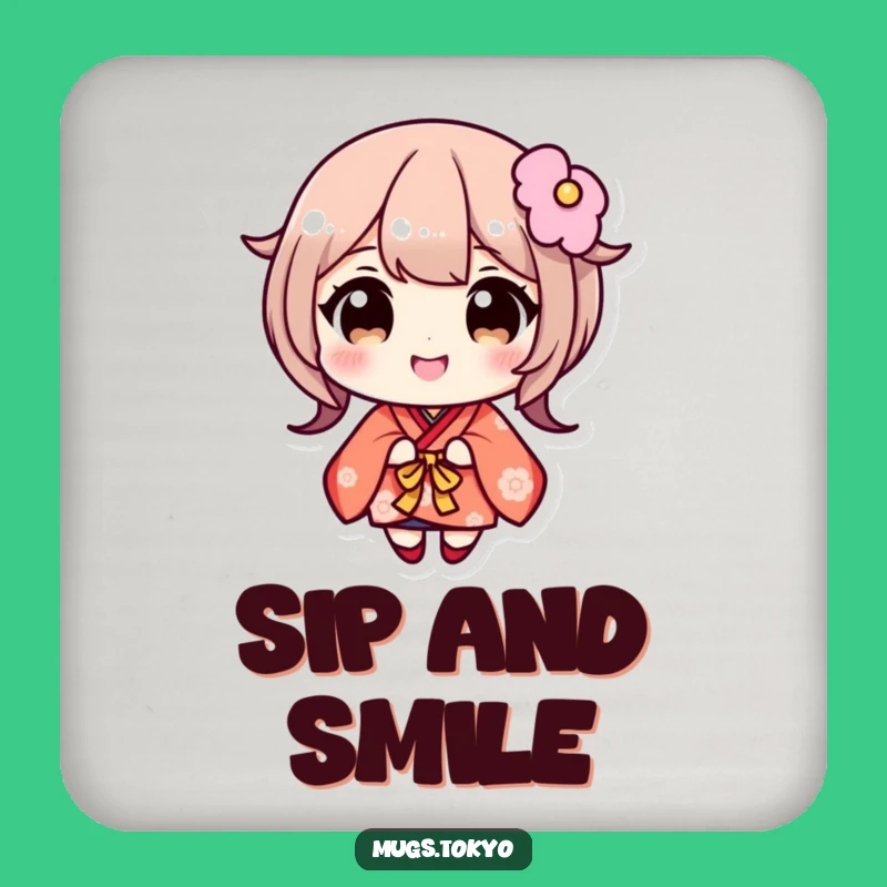 Funny Kimono Coaster: Wide-Eyed Protection, Smile, Home Gift