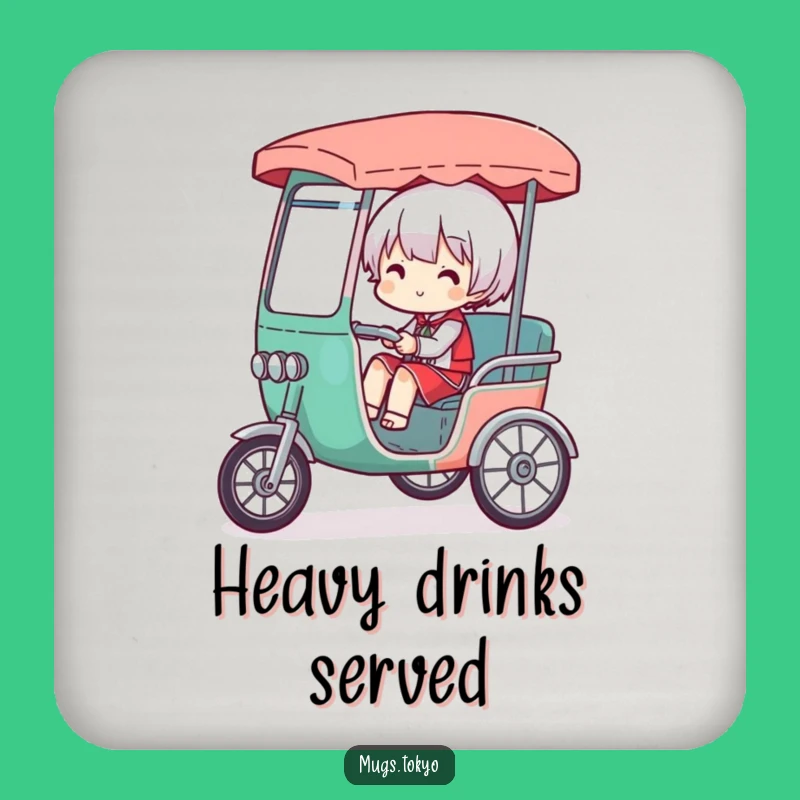 Funny Overloaded Rickshaw Coaster: Protect Surfaces with Comical Charm