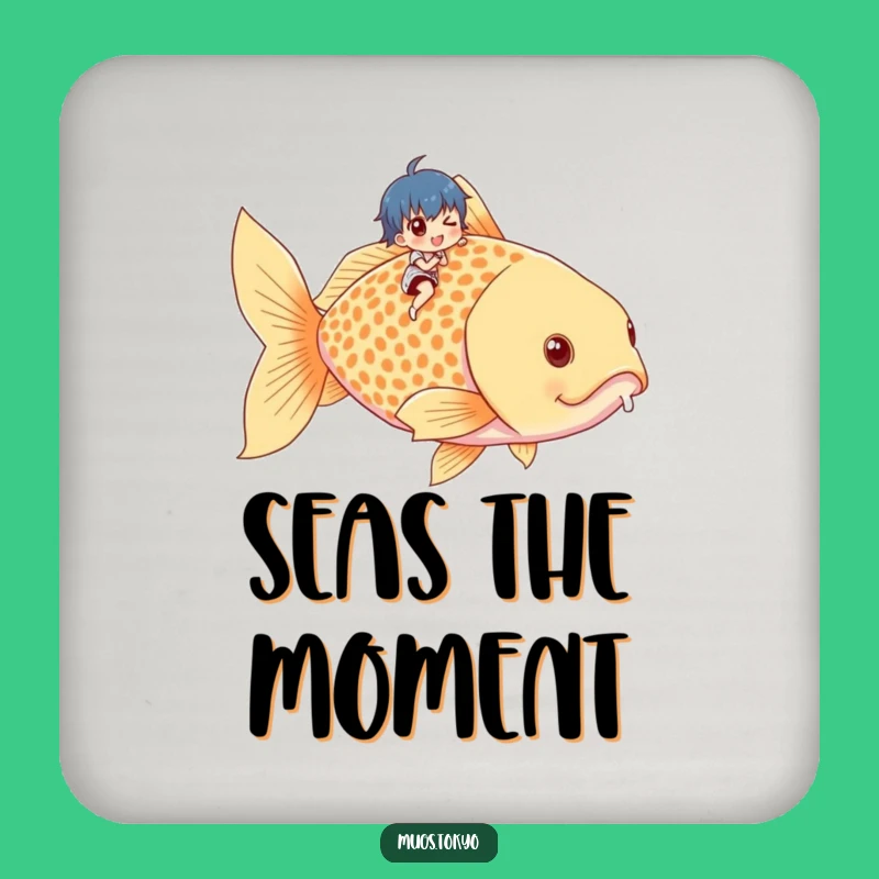 Funny Tiny Rider Goldfish Coaster - Protect Surfaces Hilariously Gift!