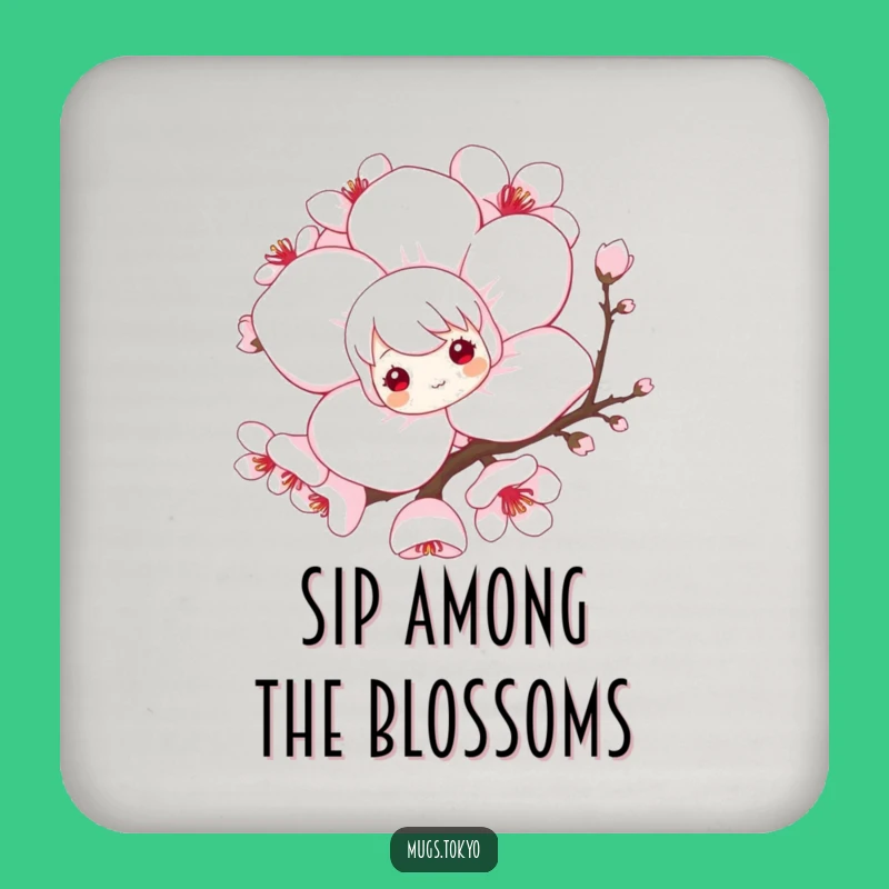 Funny Drink Coaster: Cherry Blossom Peek, Hilarious Table Decor Gift!