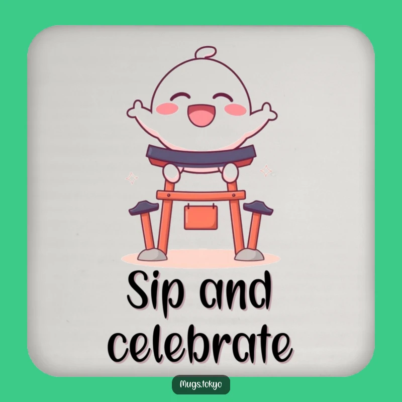 Funny Dango Shrine Jump Drink Coaster: Protect Surfaces with Joyful Flair, Perfect Gift