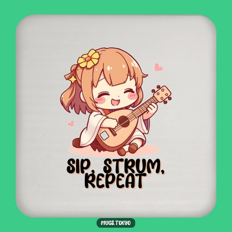 Funny Shamisen Player Coaster: Protect Surfaces with Mini Music Charm!