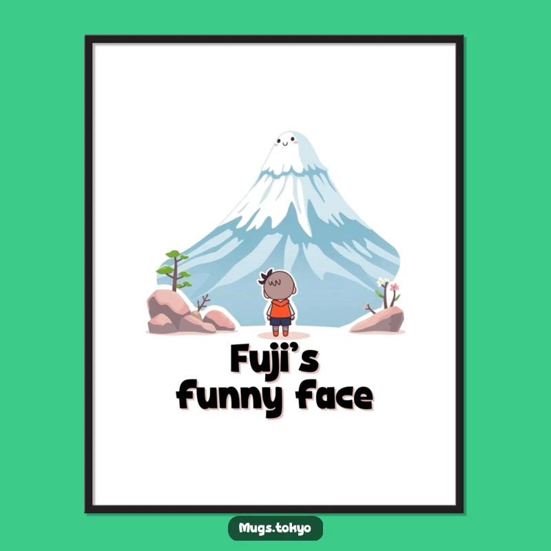 Funny Fuji Wonder Poster - Whimsical Character Art - Japanese Decor Funny Gift