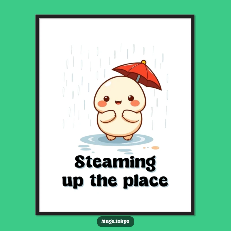 Funny Dumpling Umbrella Poster - Whimsical Wall Art Gift