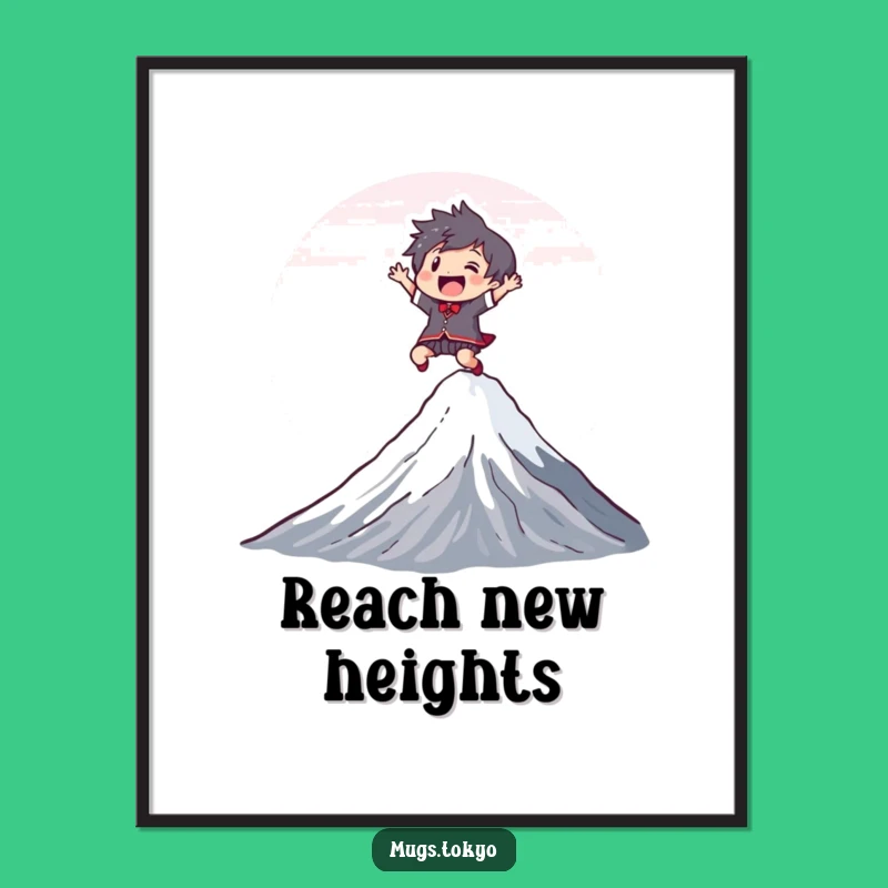 Funny Fuji Leap Poster: Joyful Character, Adventurous Wall Art Gift
