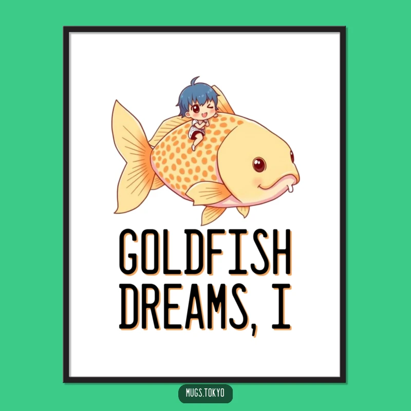 Funny Tiny Rider Goldfish Poster - Whimsical Wall Art Gift!