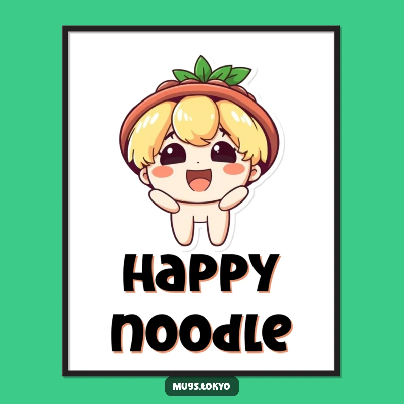 Funny Ramen Hat Poster: Beaming Delight, Noodle Art, Unique Gift