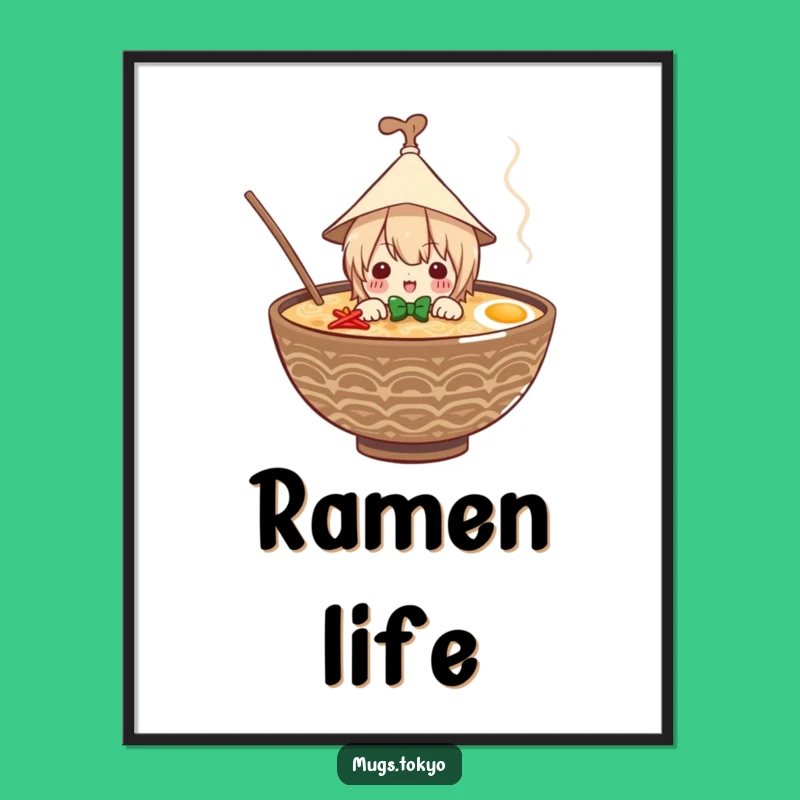 Funny Ramen Poster: Adorable Character Art for Noodle Lovers